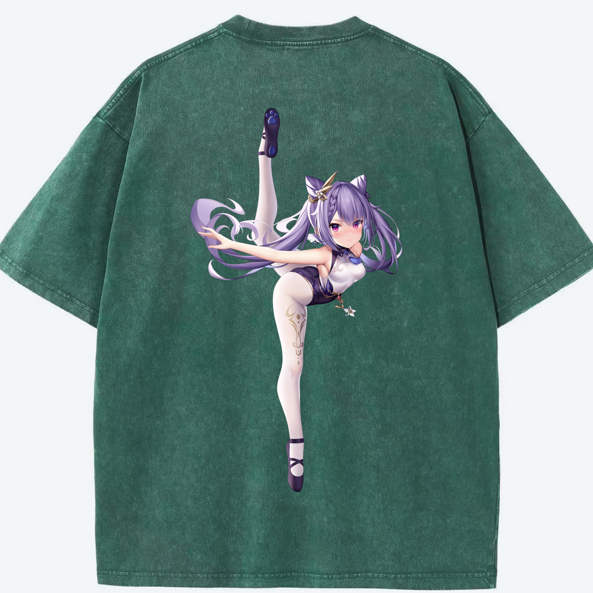 げんし神 刻晴 こくせい genshin Kokusei 綿100% ヴィンテージ風 半袖Tシャツ（背面プリント）